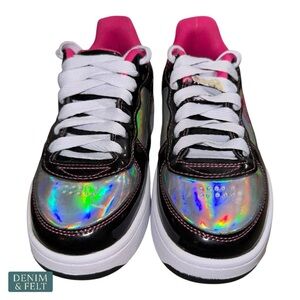 Heelys Youth 1 Silver Holographic Roller Shoes – Pink Trim & Wheels